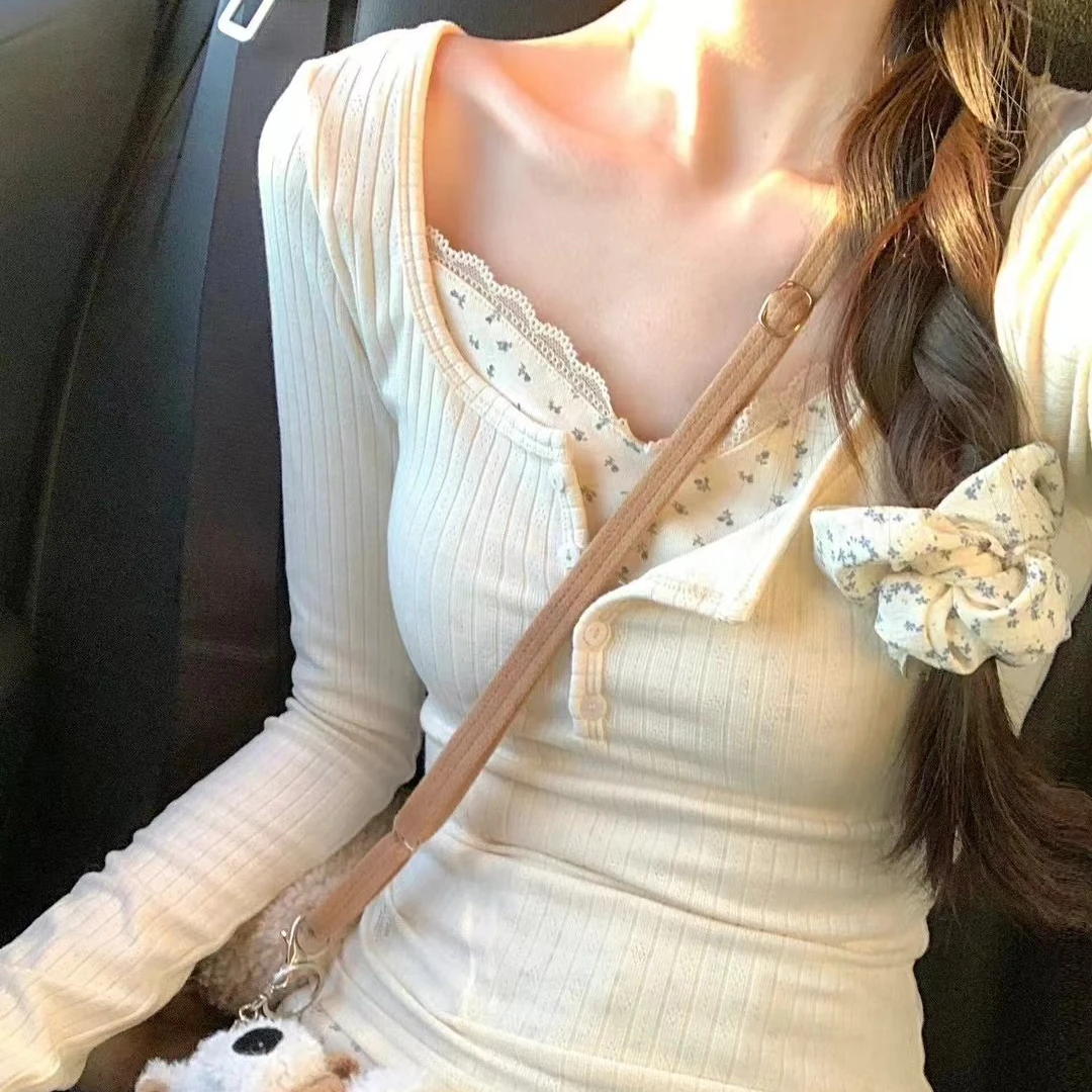 【高个子定制】纯欲假两件拼接碎花打底