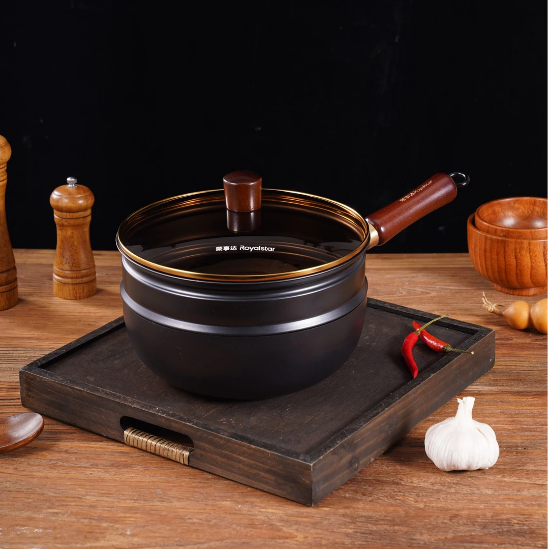Royalstar/荣事达锤纹.老铁锅加厚耐热0氟家用小炒锅24CM带蒸屉