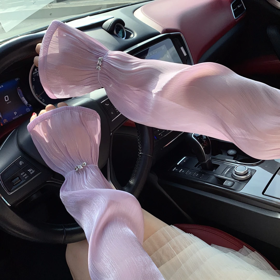 夏季爆款宽松版冰袖女防晒冰丝袖套镶钻骑行防紫外线开车薄款护臂