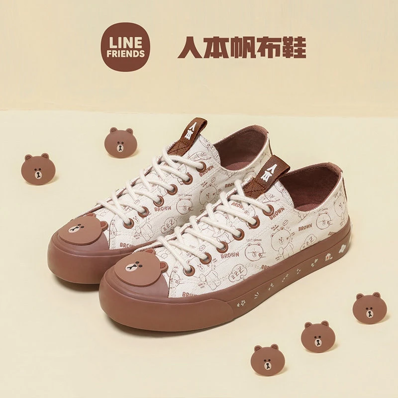 人本女生春秋帆布百搭板鞋学生低帮动物彩绘配色春季韩版低帮潮流