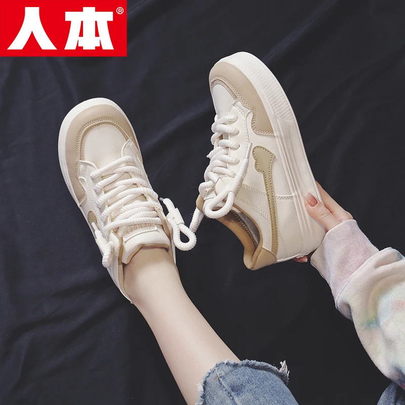 人本女鞋冬季棉鞋加绒保暖休闲鞋女低帮2023新款百搭运动潮流韩版