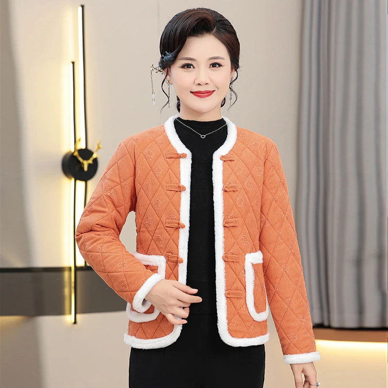新款国风小外套妈妈装洋气时尚加绒民族风秋冬保暖冬季