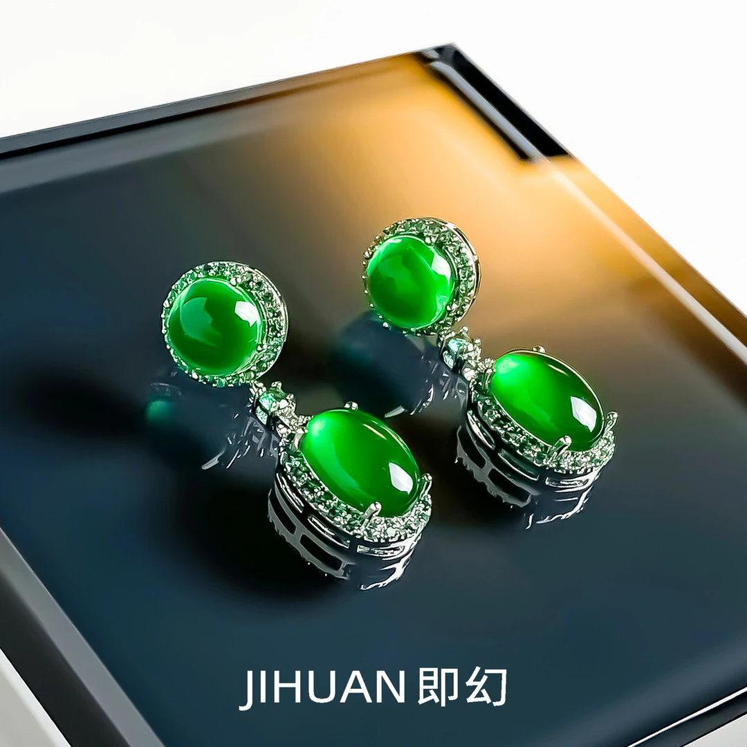 铜合金耳饰 青提 高级感小众复古风轻奢国风新中式绿色耳环X-8598