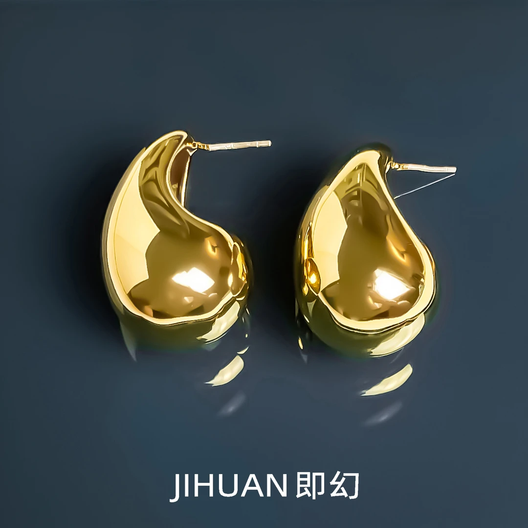 即幻 铜合金耳饰 欧美复古时尚金色耳钉经典水滴气质耳环 9411