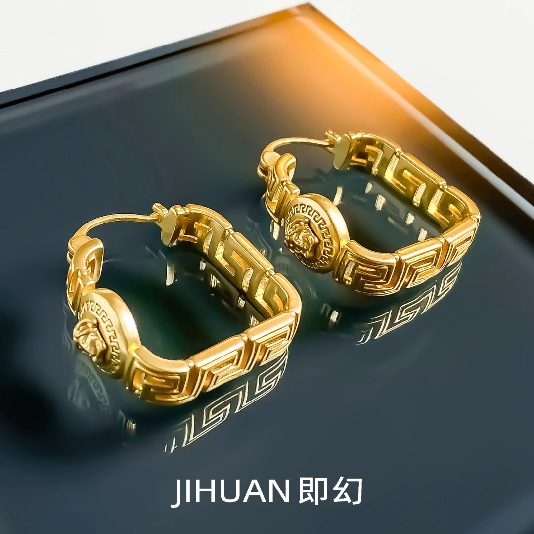 铜合金耳饰 ♦美杜莎B 金色轻奢耳环 欧美小众气质耳扣DS-7317