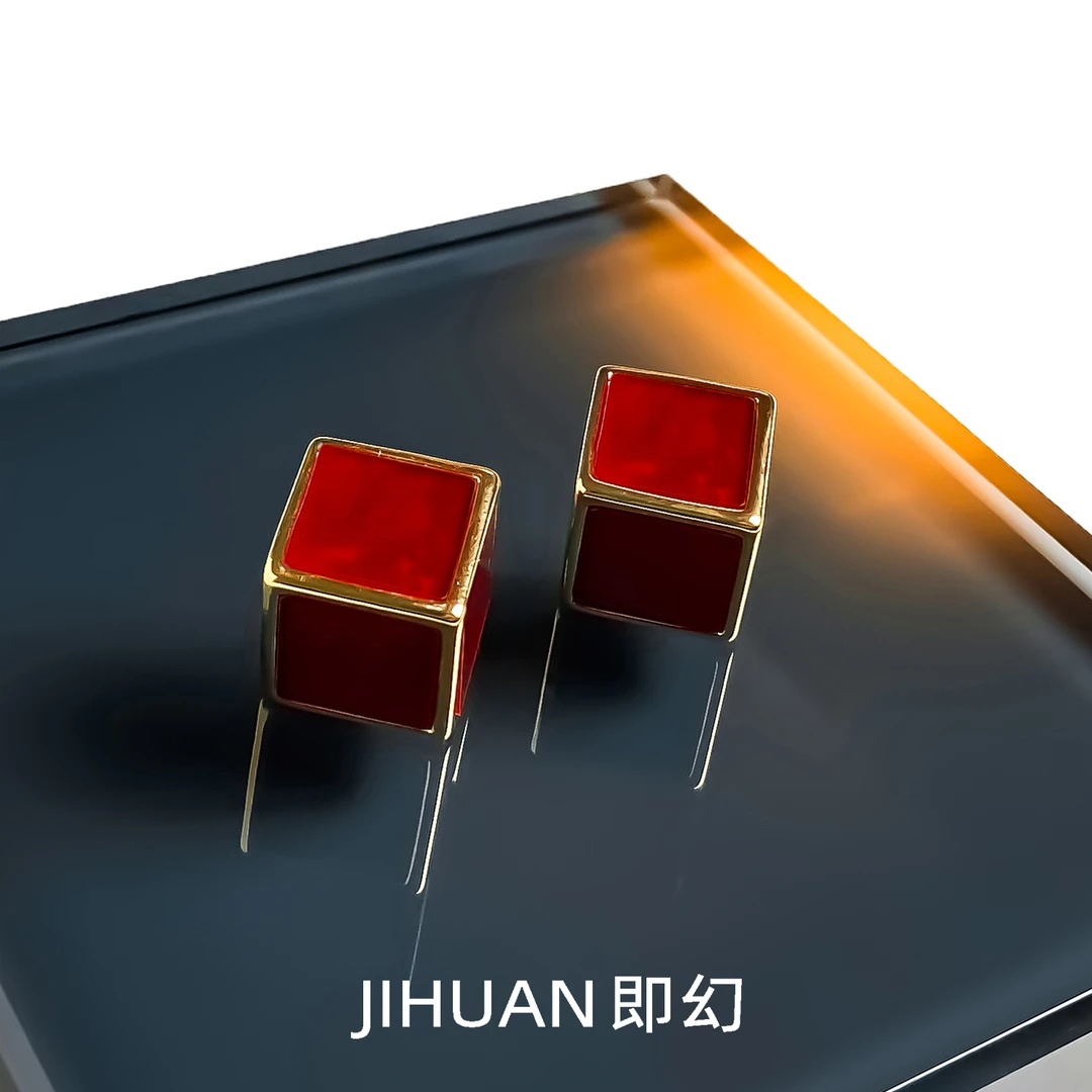 铜合金耳饰 法式时尚复古耳环 简约方形梦幻耳饰 9189