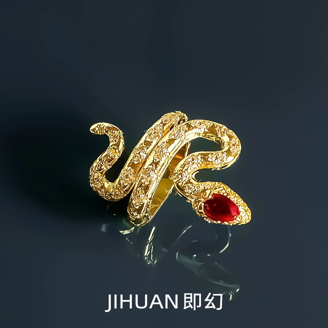 即幻 铜合金戒指 欧美时尚镶嵌气质设计师款轻奢橙色指环B-7792