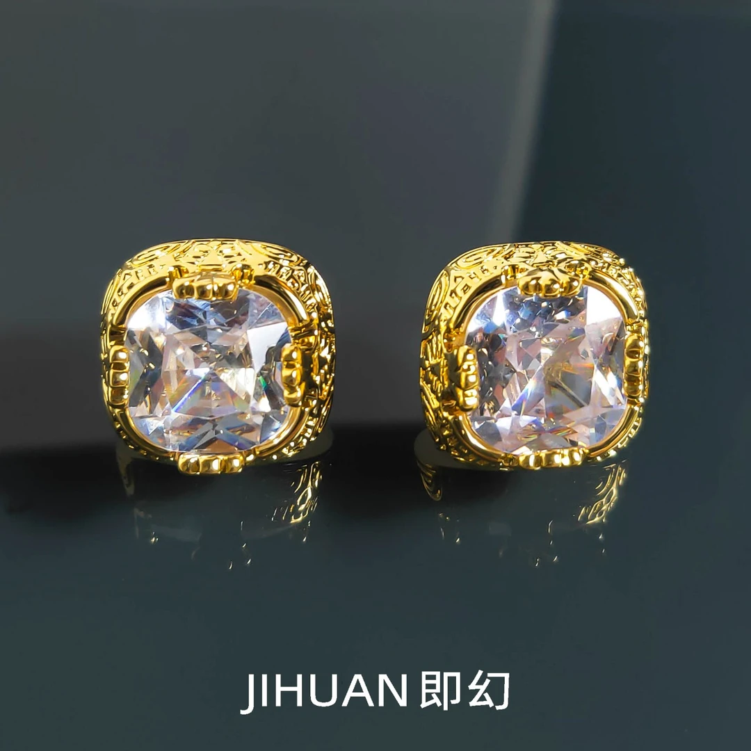 即幻 铜合金合成锆石耳饰 ♦粉丝回馈J 欧风精镶百搭耳钉 SH-6134