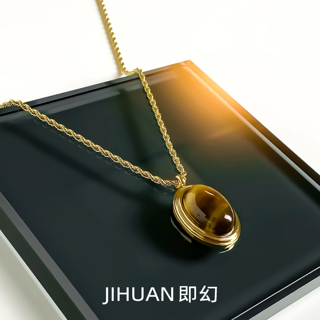铜合金项链 美拉德秋冬吊坠项链 复古咖色百搭毛衣链 B-8341