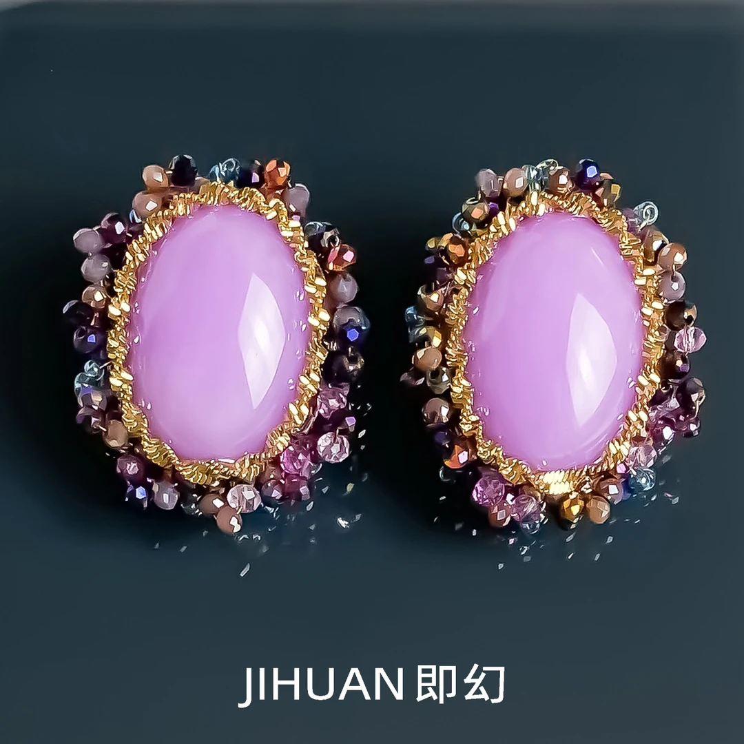 铜合金耳饰 粉红海 高端独特轻奢耳钉紫色梦幻气质耳环 MY-7396