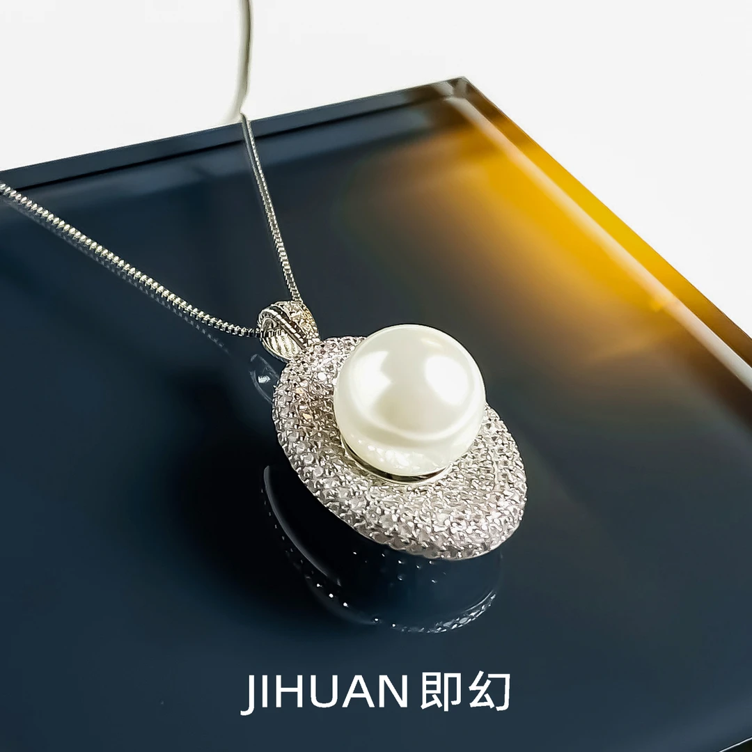 即幻 铜合金项链 欧美高贵镶嵌高级气质轻奢时尚白色坠链GZ-7847