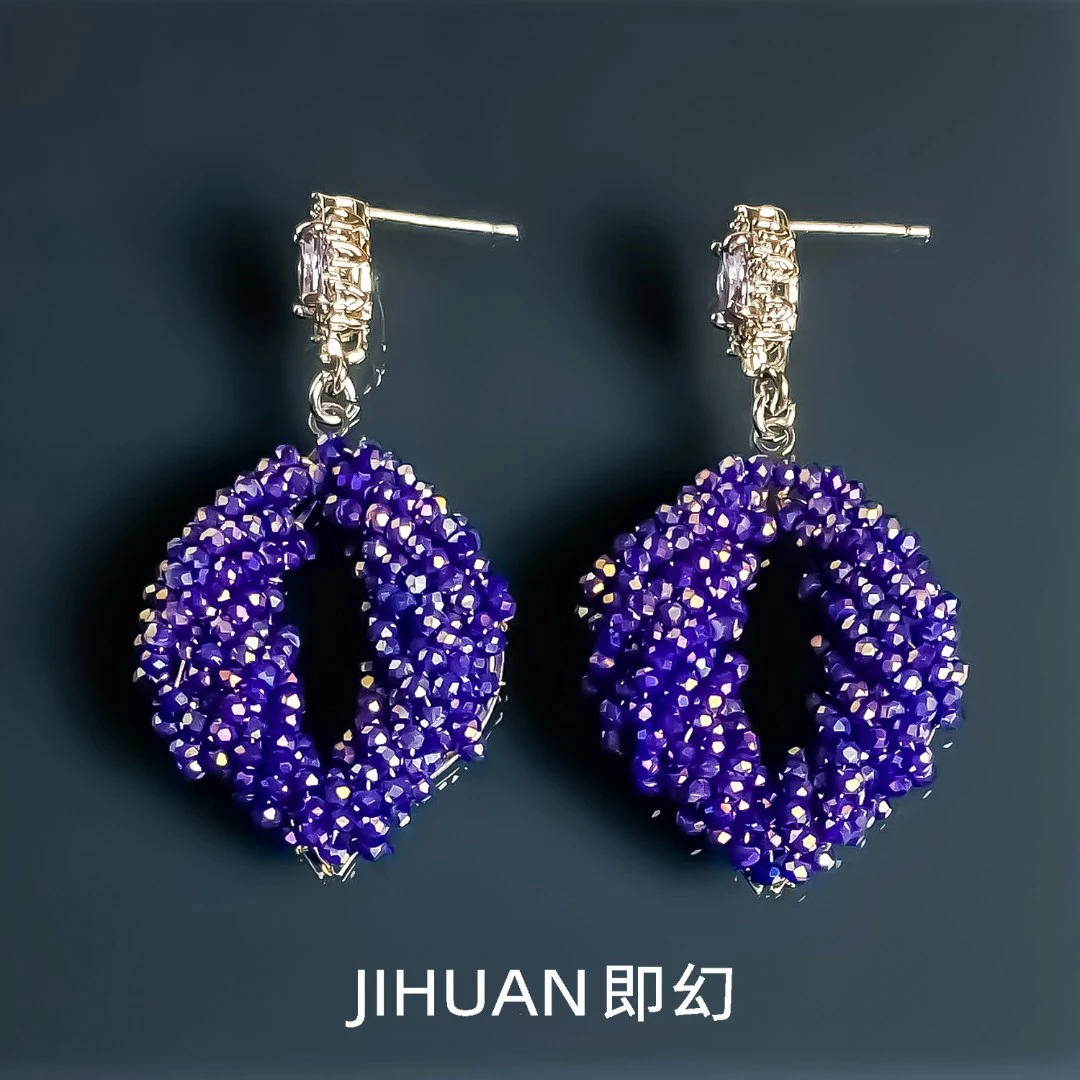 铜合金耳饰 ♦风潮A 紫色独特时尚耳环 欧美小众气质耳钉MY-7338