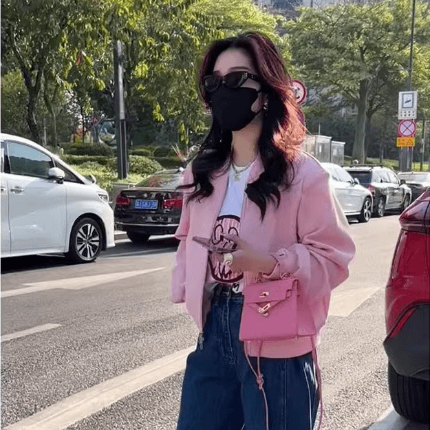 小个子短款粉色女士高档休闲韩版百搭上衣外套女春秋款外穿棒球服