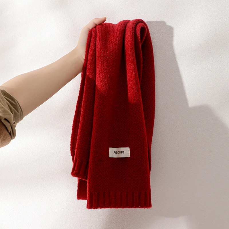 软糯可爱少女针织围巾女秋冬季韩版百搭学生毛线保暖围脖情侣小围