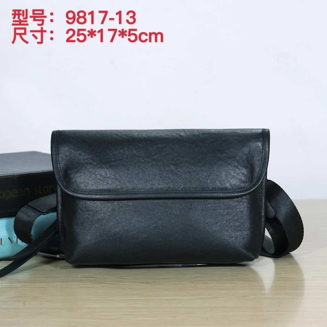 休闲男士头层牛皮单肩斜挎包大容量真皮多功能手拿包横款邮差包潮