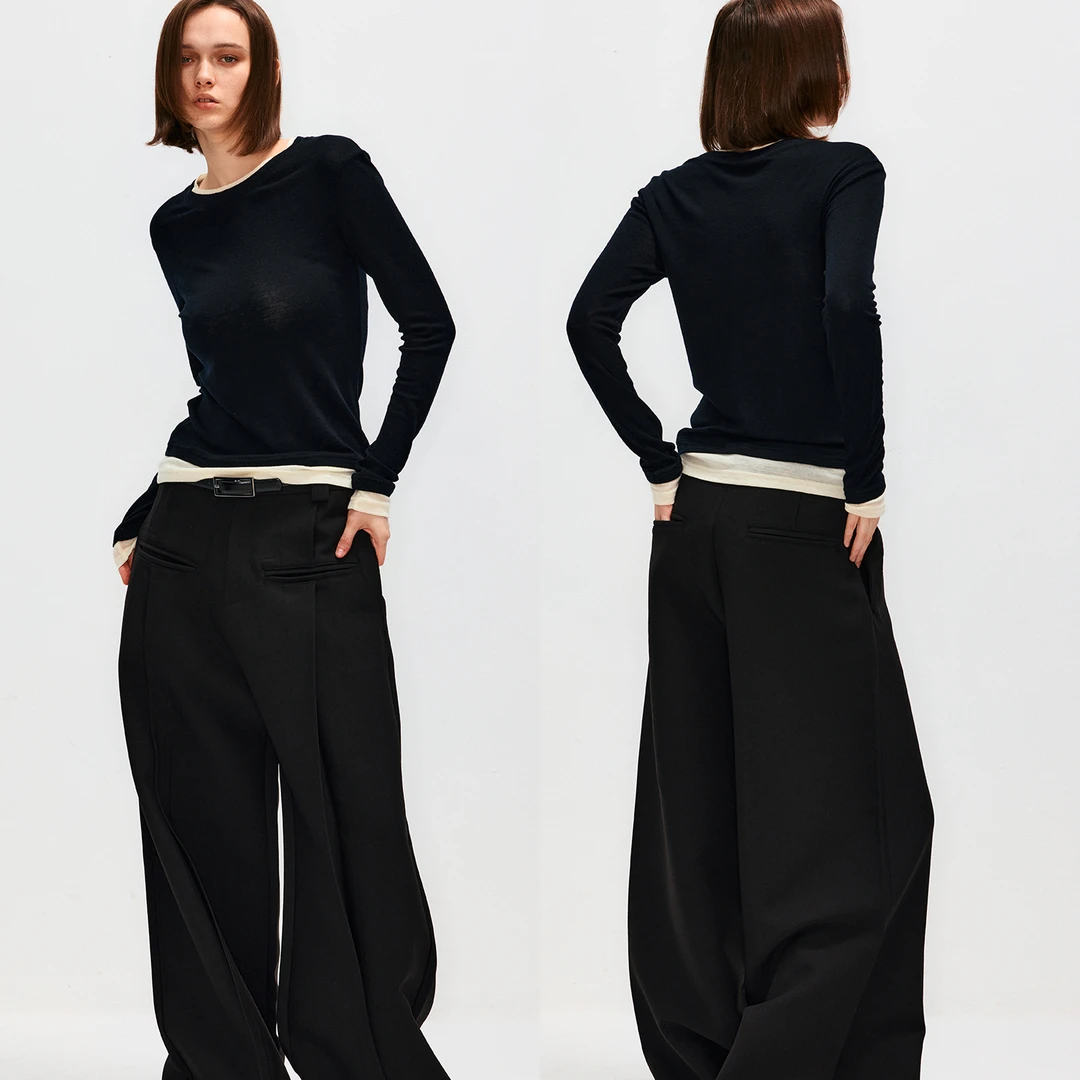 Tayco秋冬经典慵懒风通勤重磅垂感休闲直筒裤百搭阔腿裤西裤男女