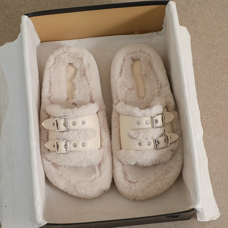 厚底毛毛拖鞋女外穿女款爆款网红加绒时尚棉拖鞋大码女鞋41一43