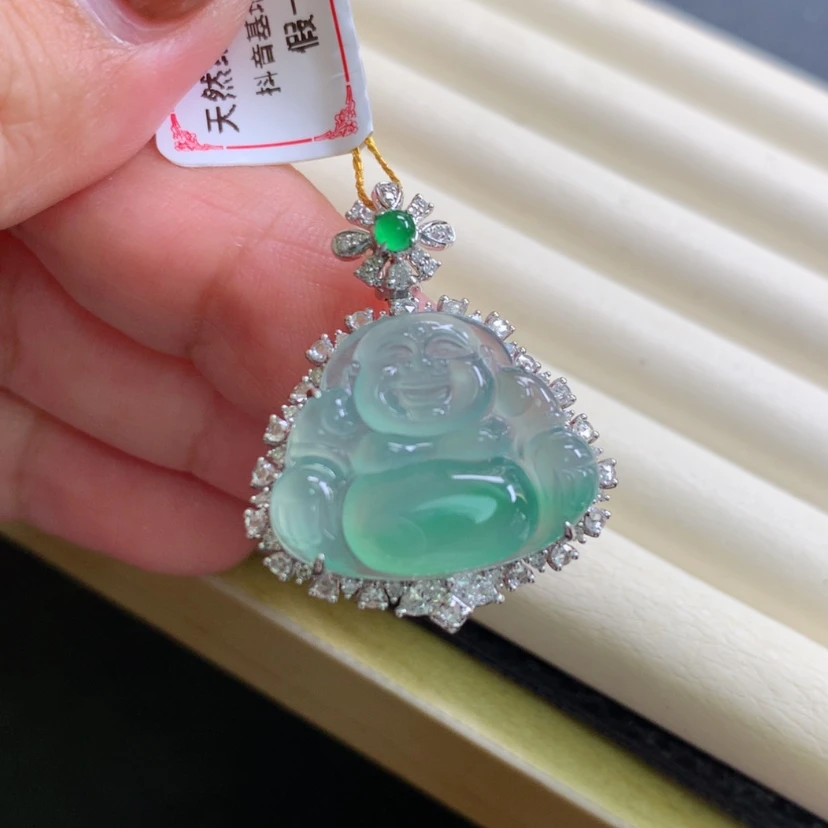 【闪购商品】翡翠颈饰18K金镶嵌佛公