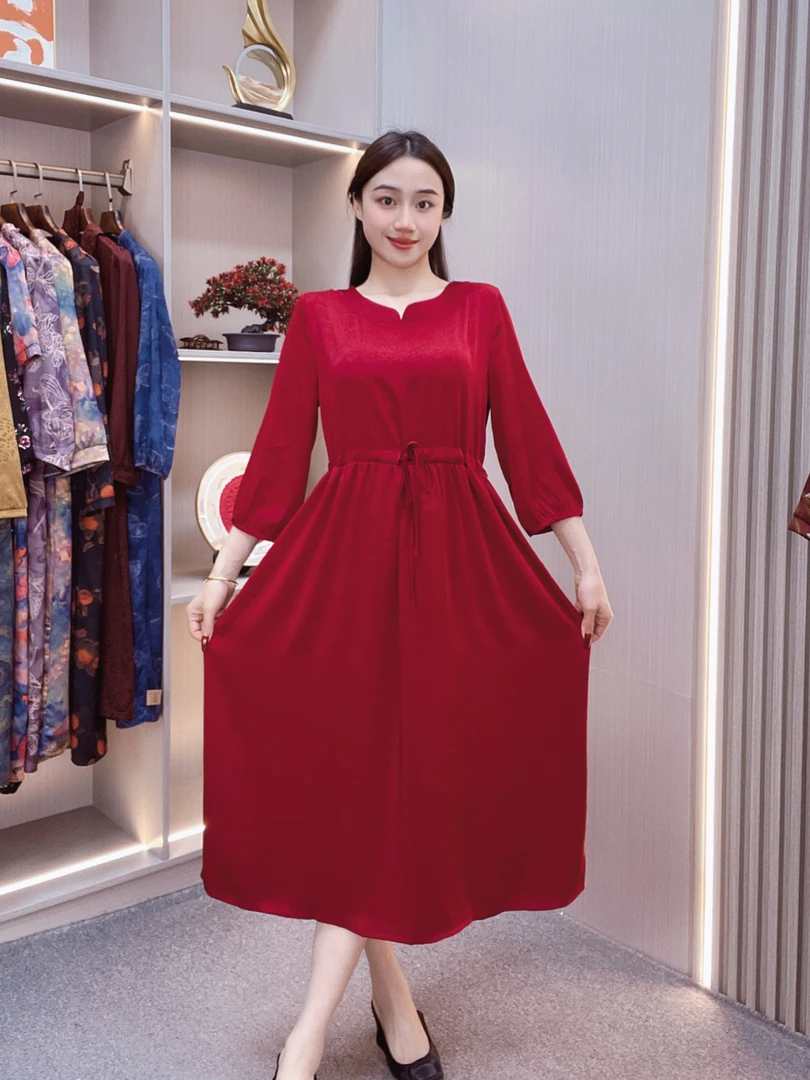 妈妈装连衣裙显瘦宽松女装【开领纯裙】CZ