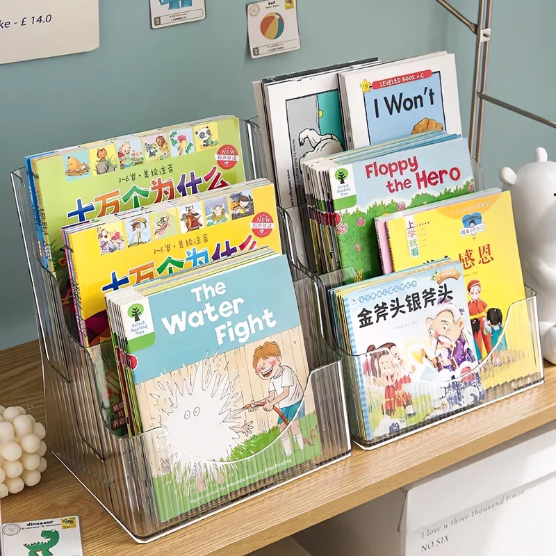 桌面书架儿童绘本收纳架书桌上床头置物架书本书籍盒小亚克力透明