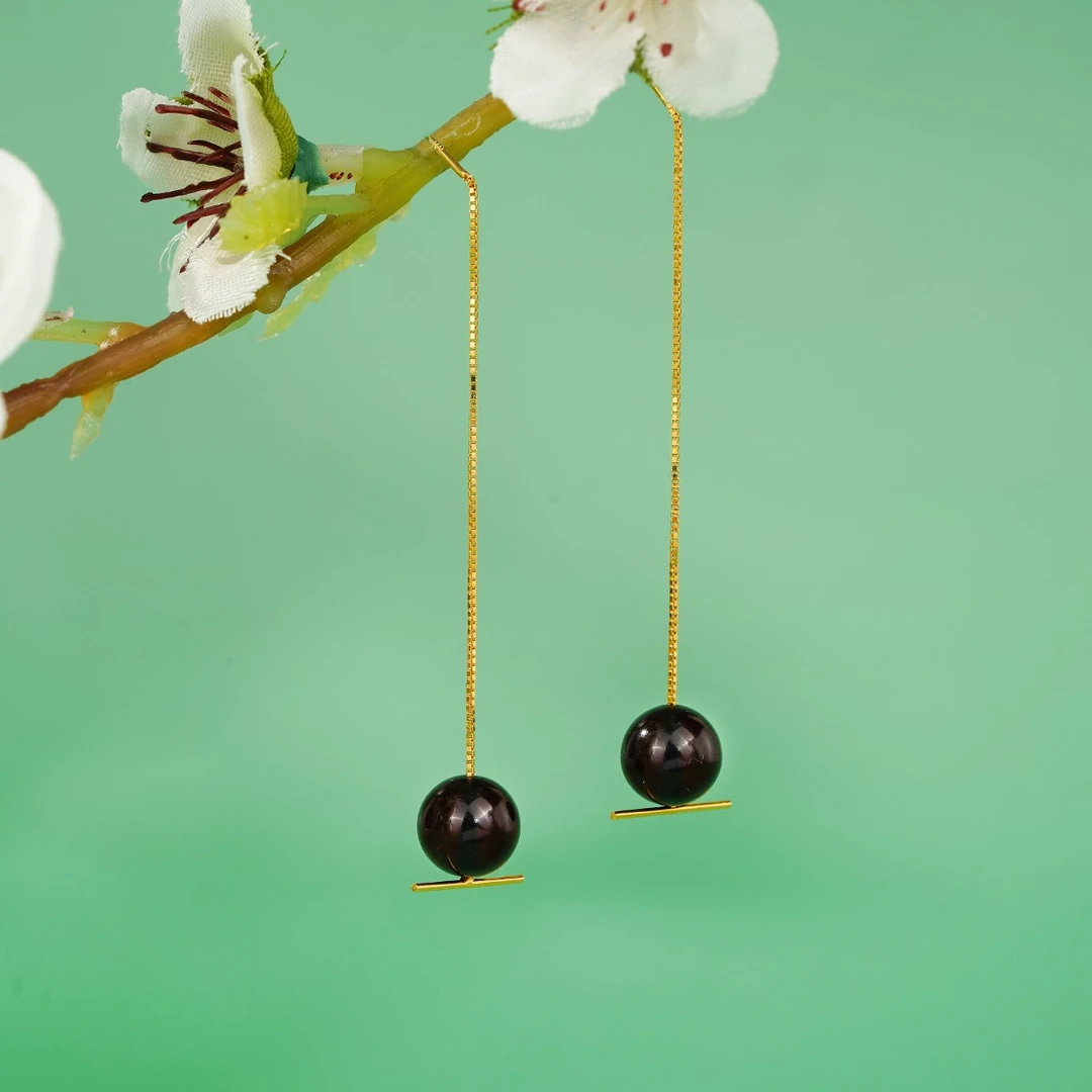 【典藏】天然琥珀净水血珀耳坠-轻奢-精美-气质-素款-女款