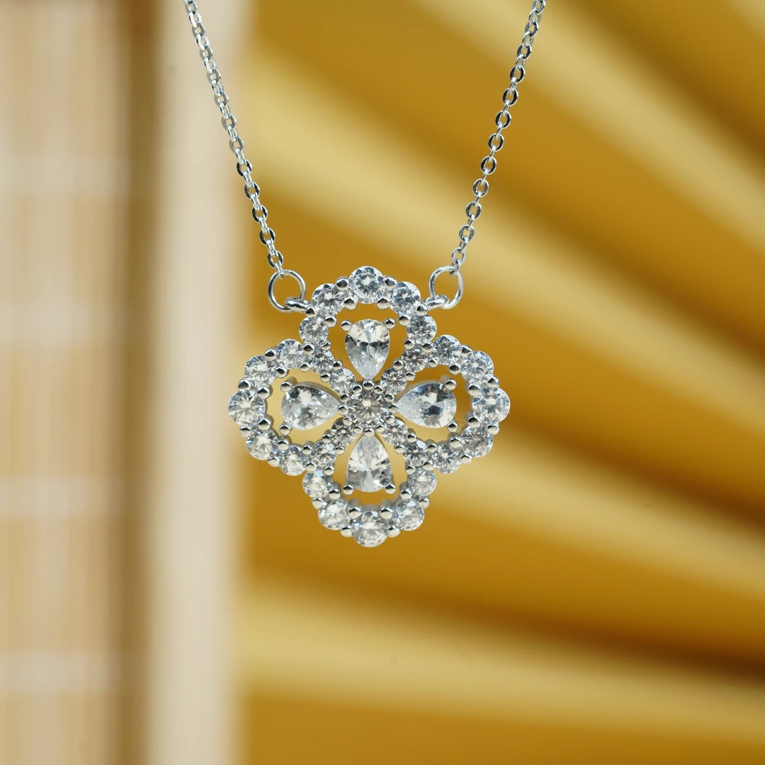 925银合成锆石银制品 【小北严选】S925银锆石套链8-7H90X285