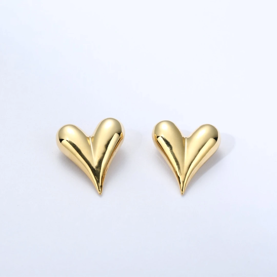 铜合金耳饰  3938 新品金色心心耳钉耳饰