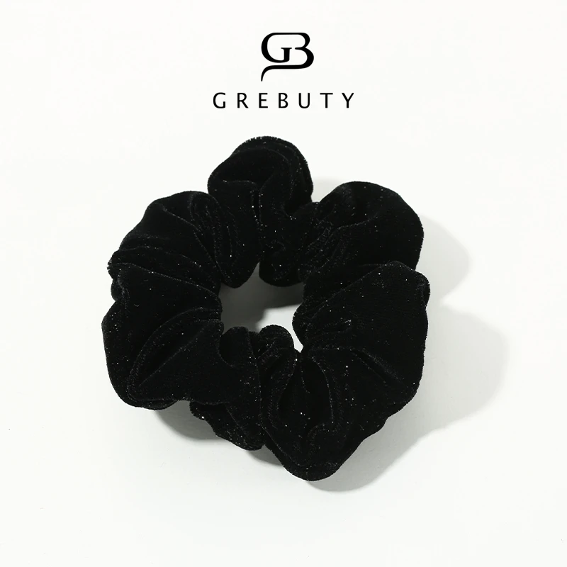 GREBUTY 4811 简约丝绒黑色肠圈发饰