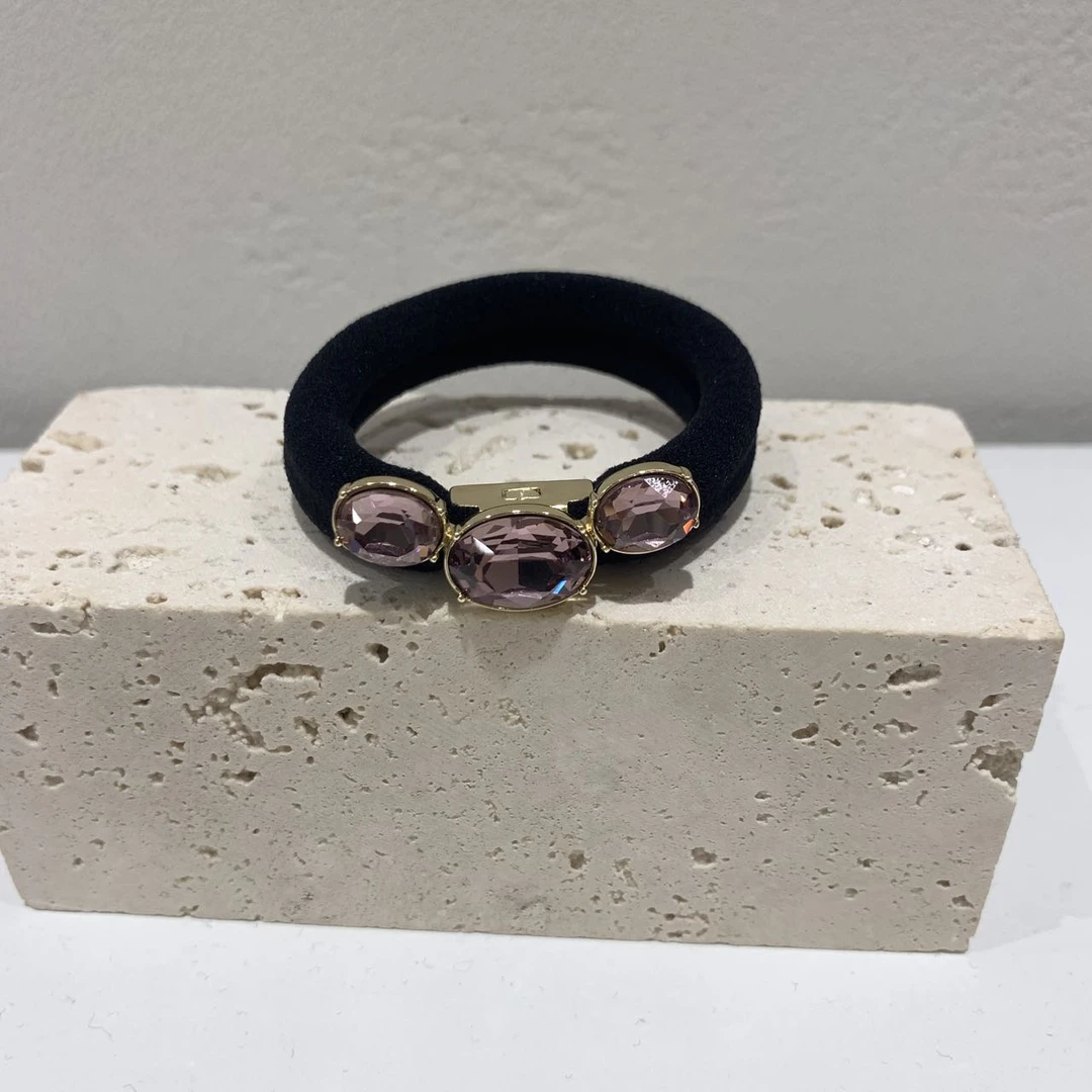 GREBUTY 5446 简约百搭紫色水晶闪闪小兔子发圈