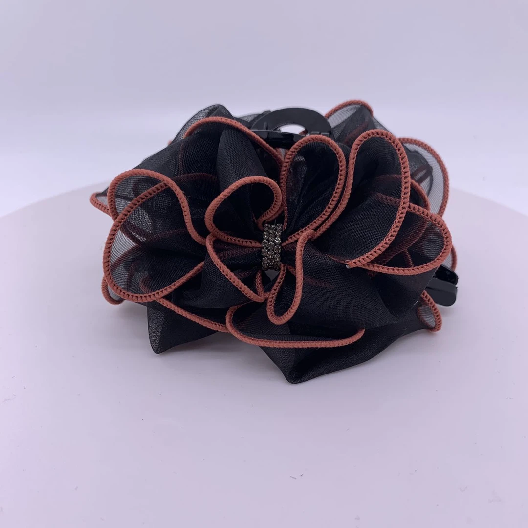 GREBUTY 5072 【繁花】简约百搭粉边多层蝴蝶结抓夹