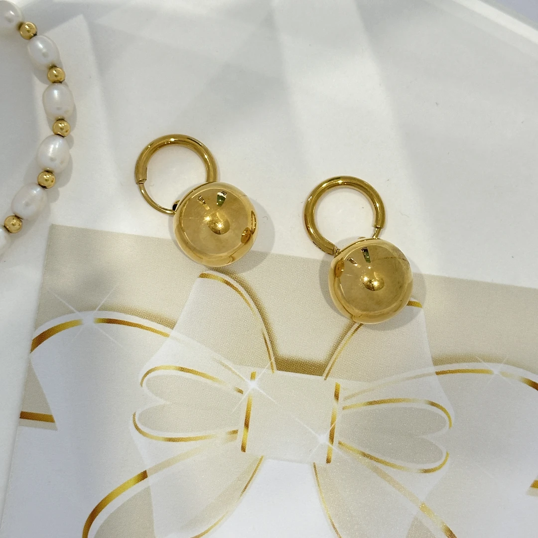 铜合金亚克力耳饰 4312 新品金色球球耳环