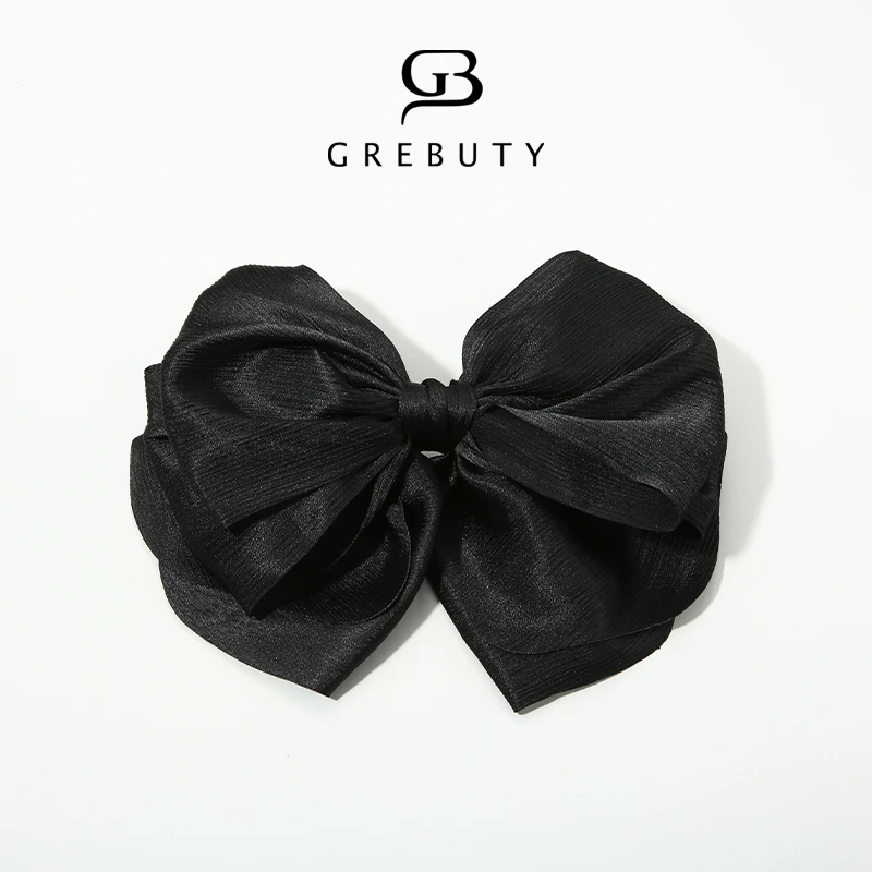 GREBUTY 4608 新品黑色气质蝴蝶结弹簧夹