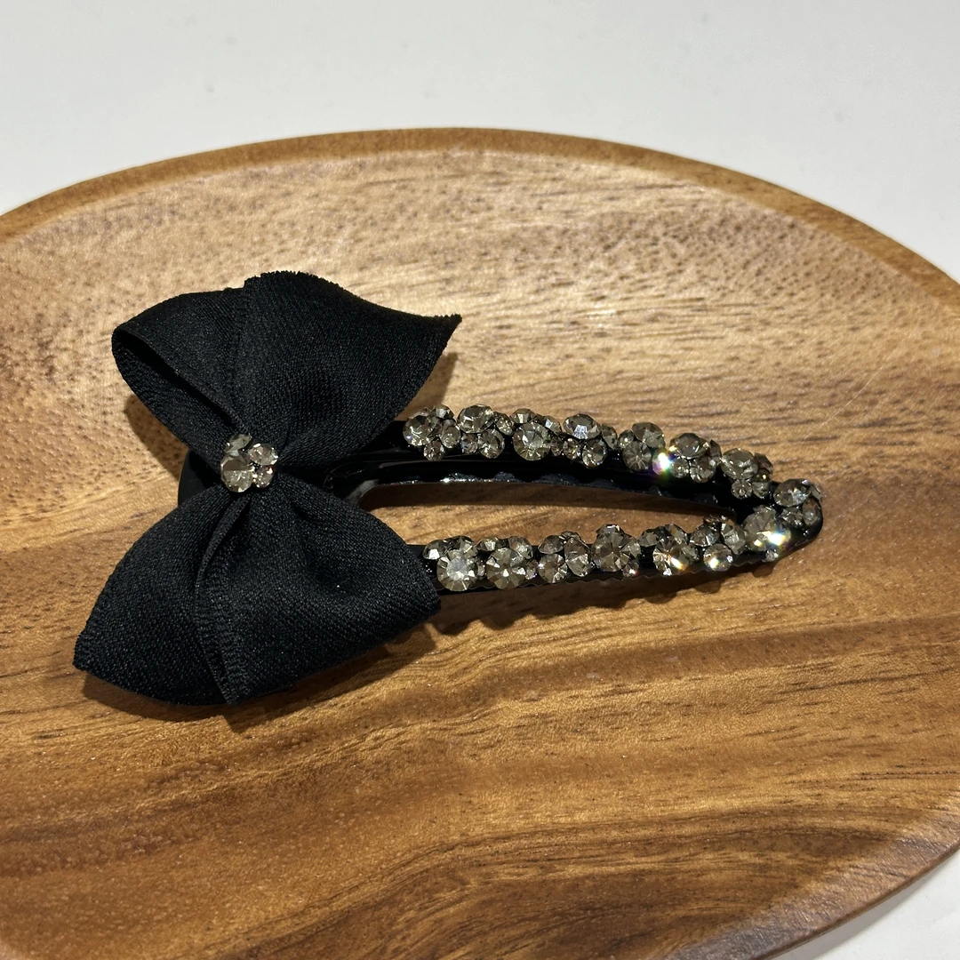 GREBUTY 5669 气质百搭水晶闪闪蝴蝶结边夹