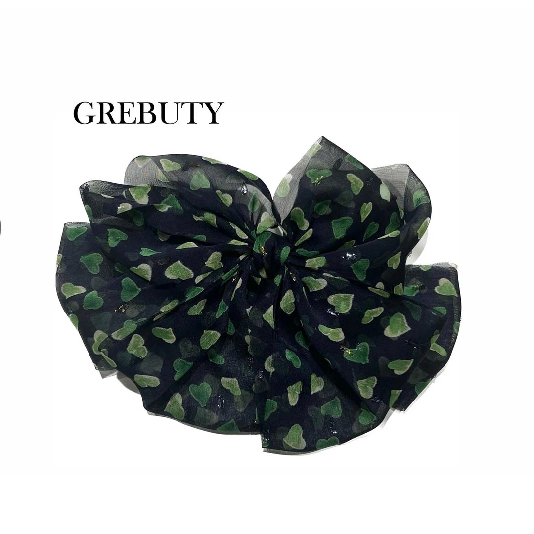 GREBUTY 非金属布艺发饰 4136 新品【孔雀开屏】多层蝴蝶结弹簧夹