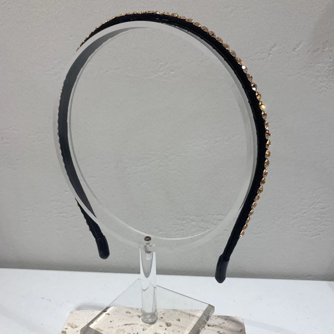 GREBUTY 5283 简约轻奢香槟色锆石闪闪发箍