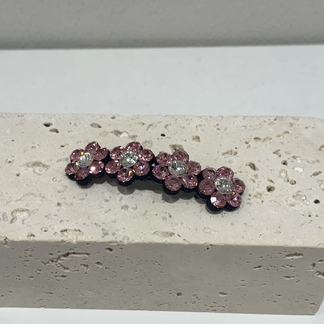 GREBUTY 5202 新品粉色花花闪钻刘海BB夹气质