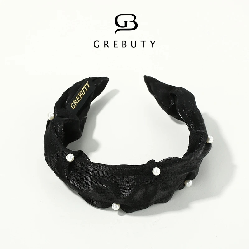 GREBUTY 004韩国东大门黑色珠珠发箍