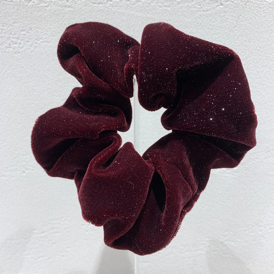 GREBUTY 4810 简约丝绒酒红色肠圈发饰