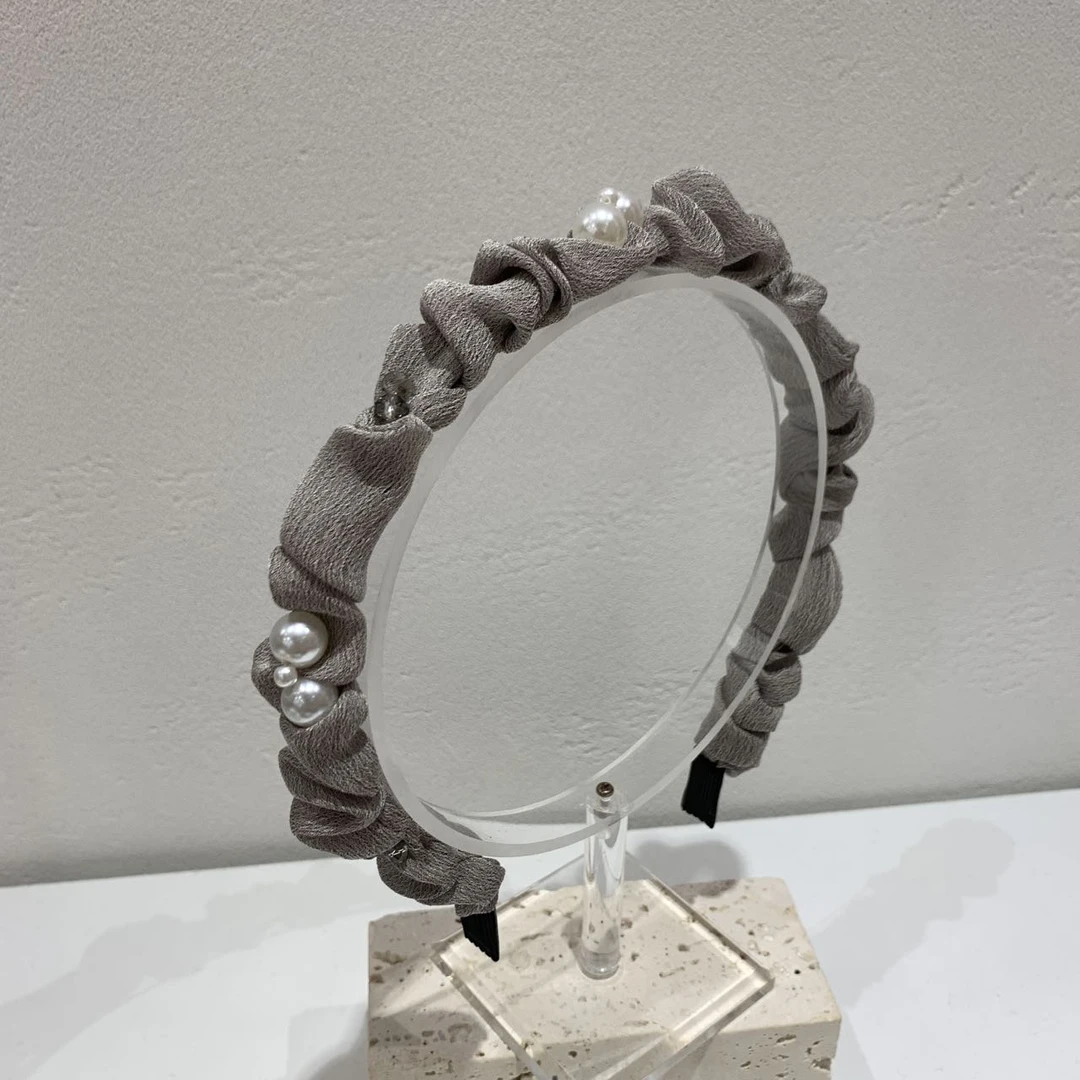 GREBUTY 5339 简约百搭烟灰色珠珠发箍