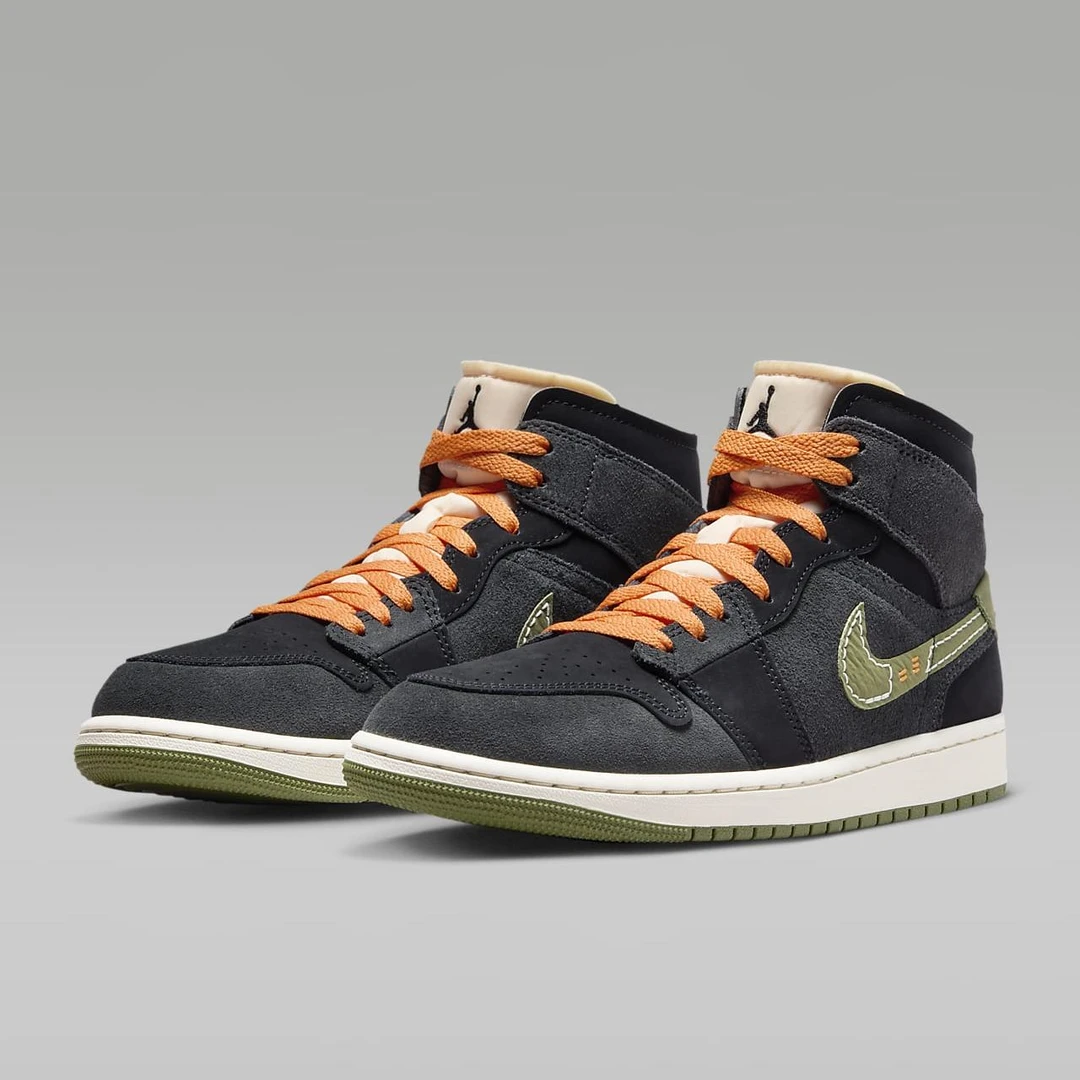 AIR JORDAN1 Mid 防滑耐磨 高帮复古篮球鞋 男款 灰绿 FD6817-003