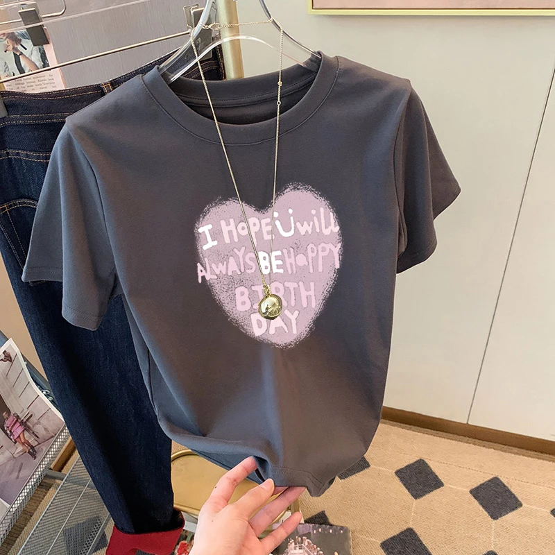 2025新款正肩短袖t恤女洋气打底衫内搭女士高档短款上衣夏季女款