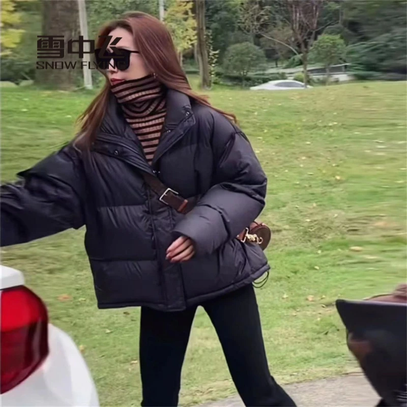 雪中飞绒服短款羽绒服女韩版面包宽松加厚棉衣外套学生棉袄20网