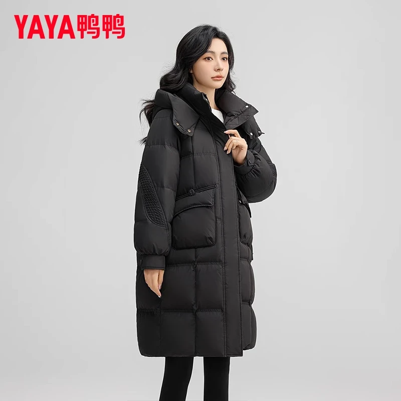 YAYA/鸭鸭羽绒服女中长款时尚百搭韩版通勤保暖厚外套YE4B602721A