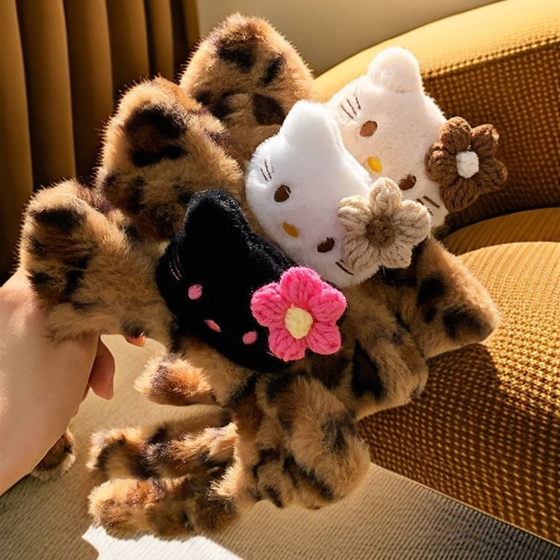 新款可爱豹纹猫咪毛绒发箍少女洗脸头箍化妆敷面膜压发发卡发饰品