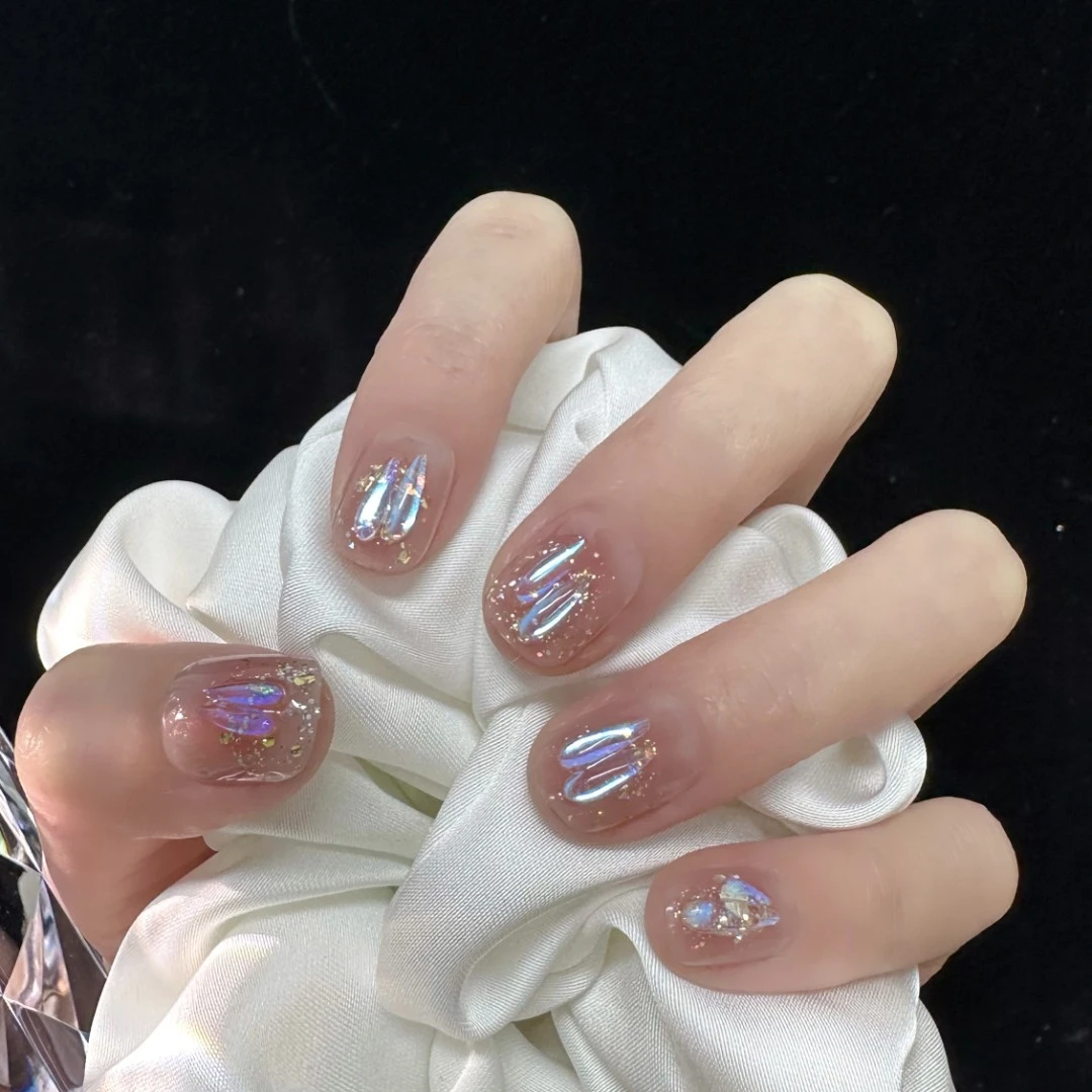 【新款福利】彩色波点美甲24片夏日冰透晶石爆闪闪粉亮片穿戴式340