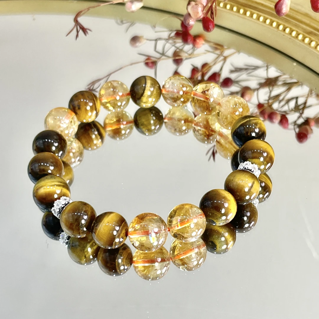 E321卡10黄塔晶虎眼石黄水晶手串单圈手链多样性发其一