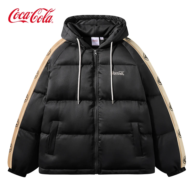 Coca-Cola/可口可乐美式棉服男反季潮流宽松连帽字母情侣面包服