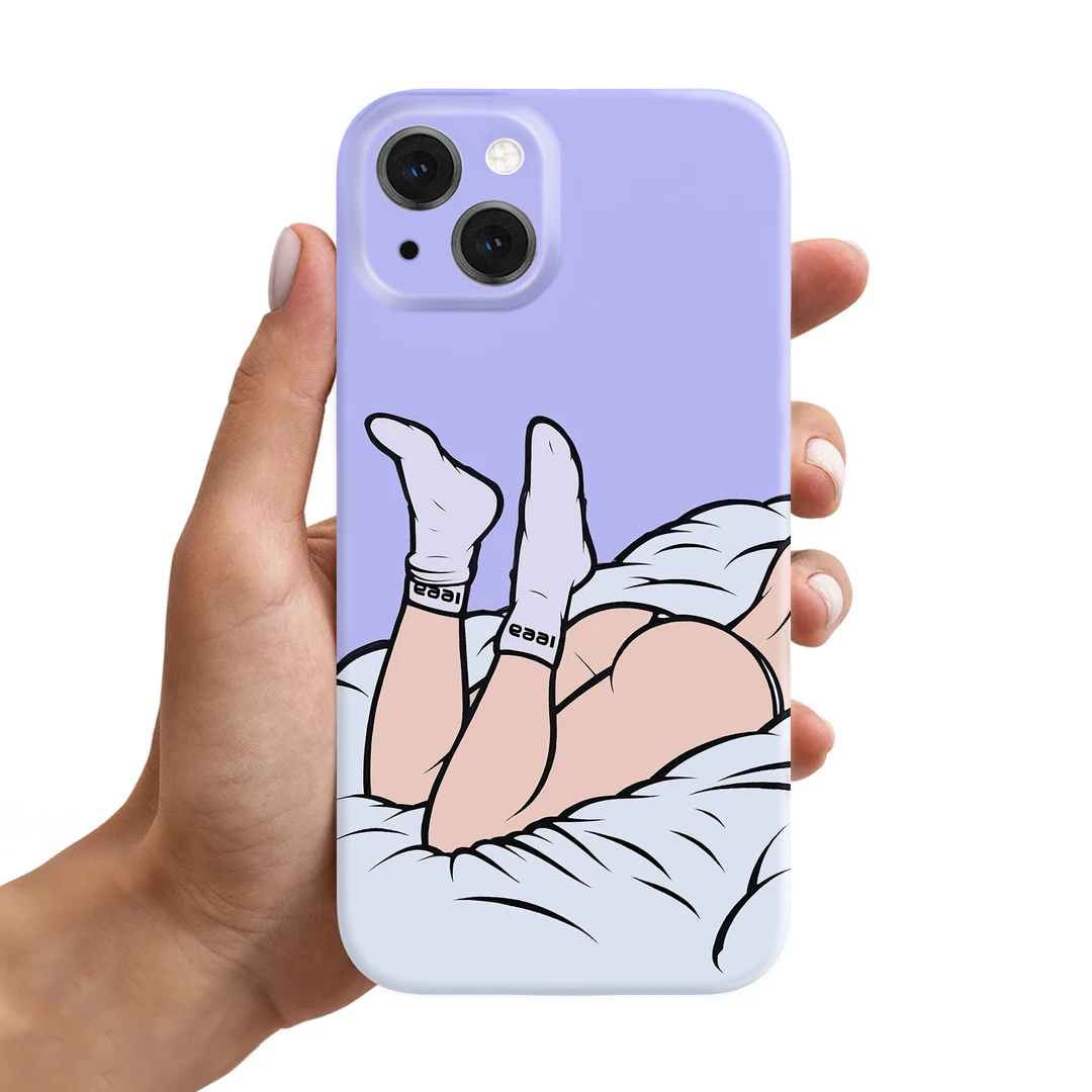 淡紫色性感蜜桃臀辣妹手机壳适用iPhone15promax苹果14pro/13小米