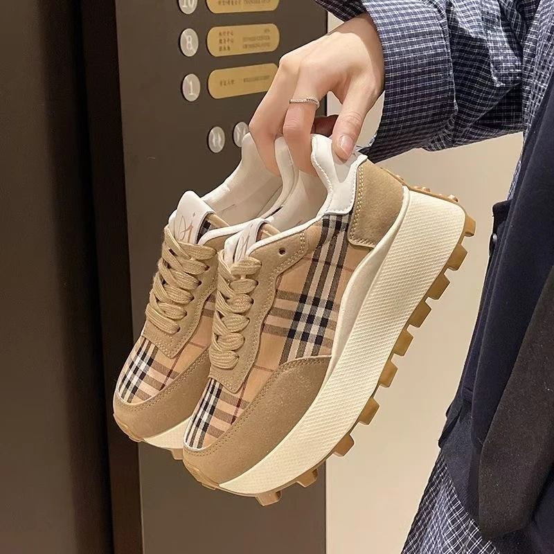 【Vitimaki/定制女装】2024秋季厚底时尚拼色格子款女休闲鞋