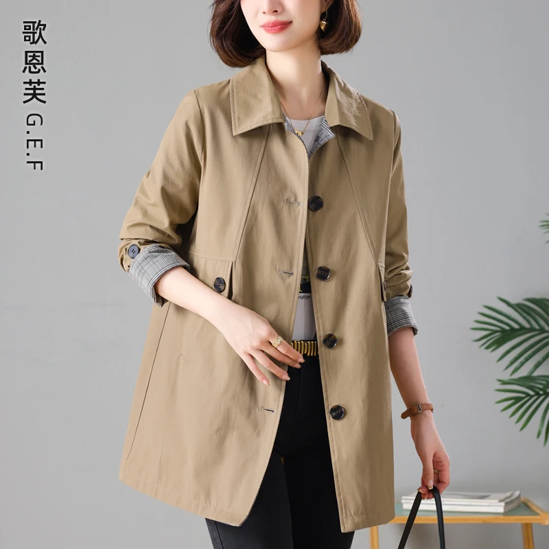 外套女春秋中长款2025早春爆款今年流行宽松洋气妈妈休闲风衣大衣